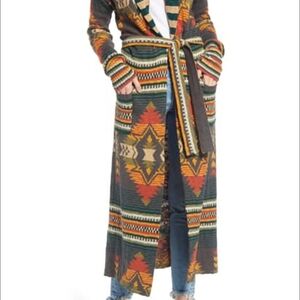 Faherty Southwestern Patterned Long Cardigan